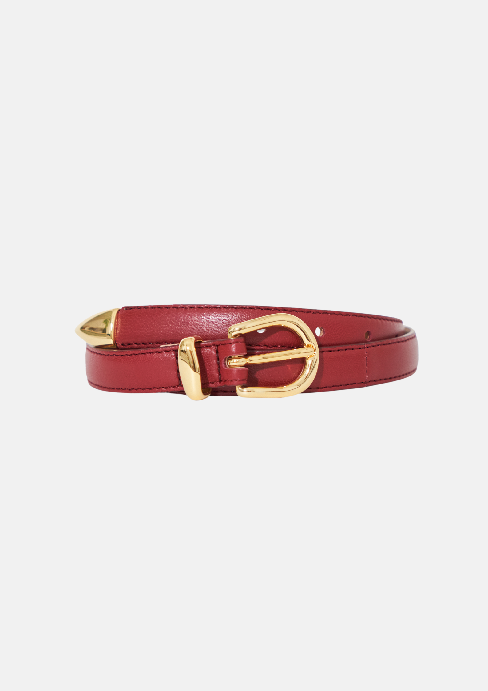 Lipstick Red Leather Belt